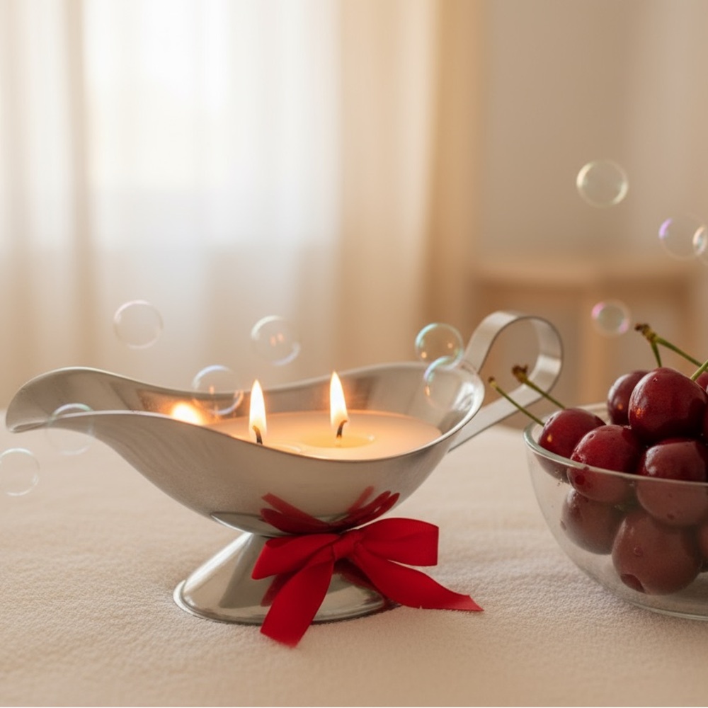 All natural massage oil candle. Wild Cherry scent.